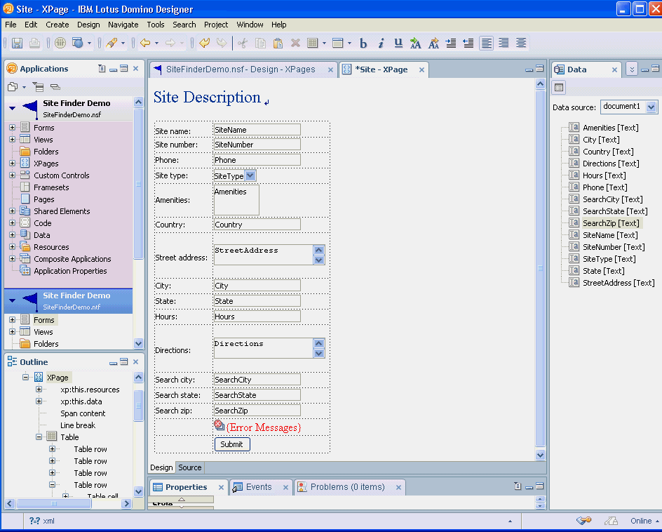 サイトの説明 XPage
